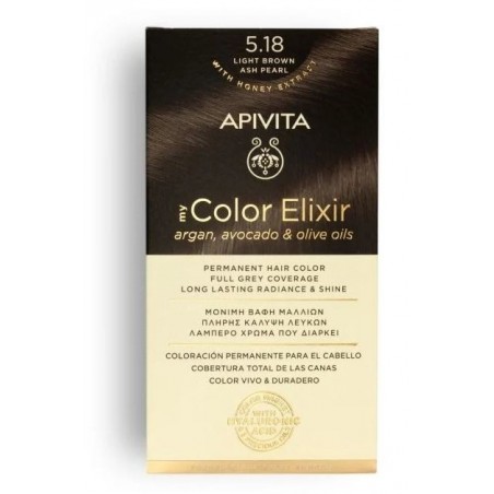 Apivita My Color Elixir 5.18 Castaño Claro Ceniza Perlado