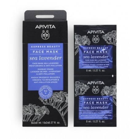 Apivita Express Beauty Mascarilla Facial Hidratante y Antipolución Lavanda 2 x 8ml