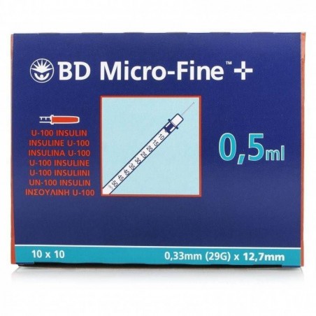 Jeringa de Insulina Bd Microfine+ Escala 1 en 1 0,5ml 10uds