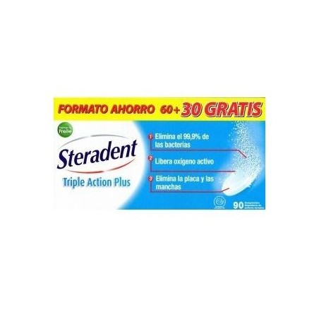 Steradent Triple Acción Plus Protesis Dental 60+30 Comprimidos