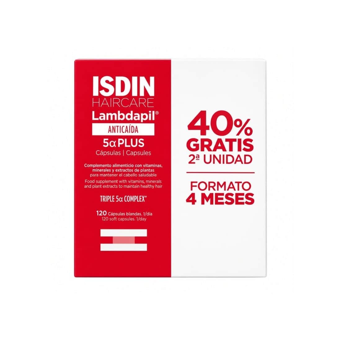 Isdin Haircare Anticaída Lambdapil 5 Alfa Plus Pack 2 x 60 Cápsulas